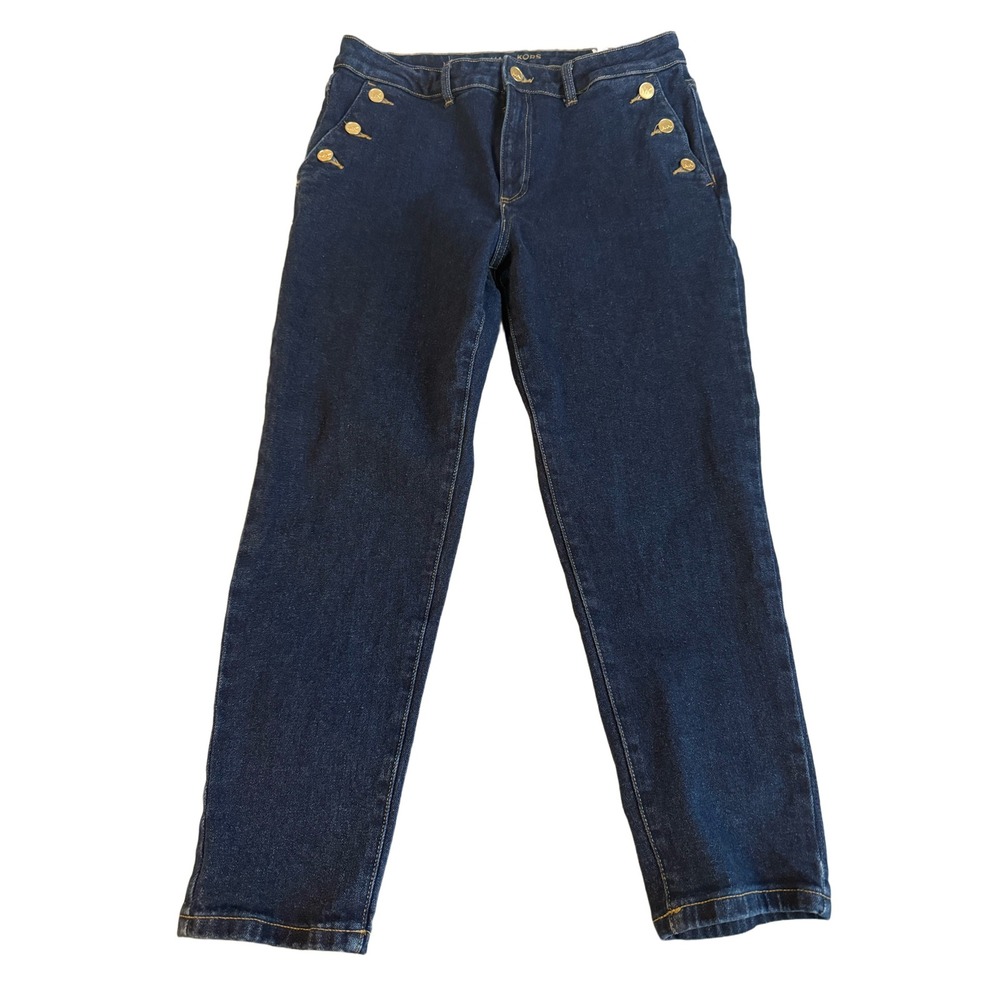 Michael Kors Women's Dark Wash Sailor Button Jeans High Rise Straight Leg Denim